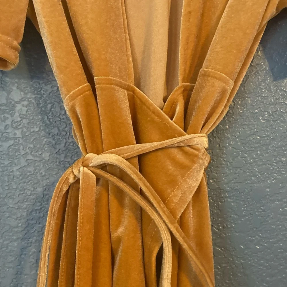 Billabong Mustard Yellow Velvet Tie Dress - Picture 3 of 7
